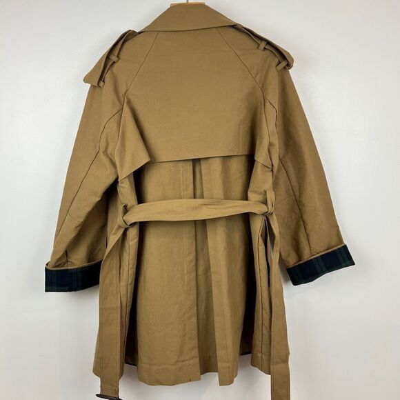 Flash Women's Size 1 US S Tan Khaki Flannel Overcoat Peacoat Jacket Korea Trench - Picture 13 of 16